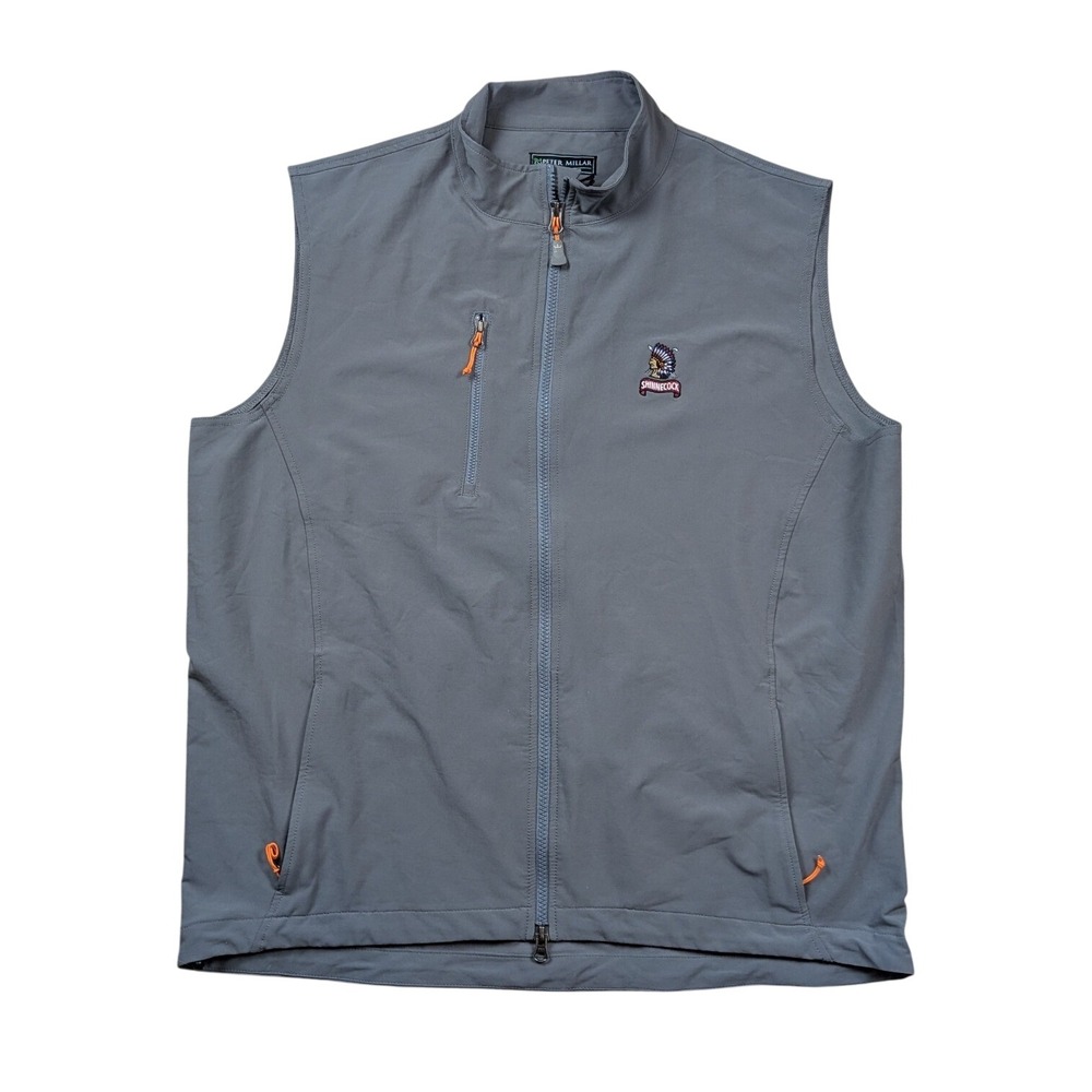 Peter Millar Wind Vest Mens Large Gray Shinnecock Hills Golf Club Element 4 Zip
